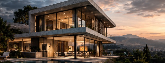 Vivienda al atardecer